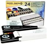 Daniel Smith 24-fargers akvarellskrin i metall, + et ekstra skrin